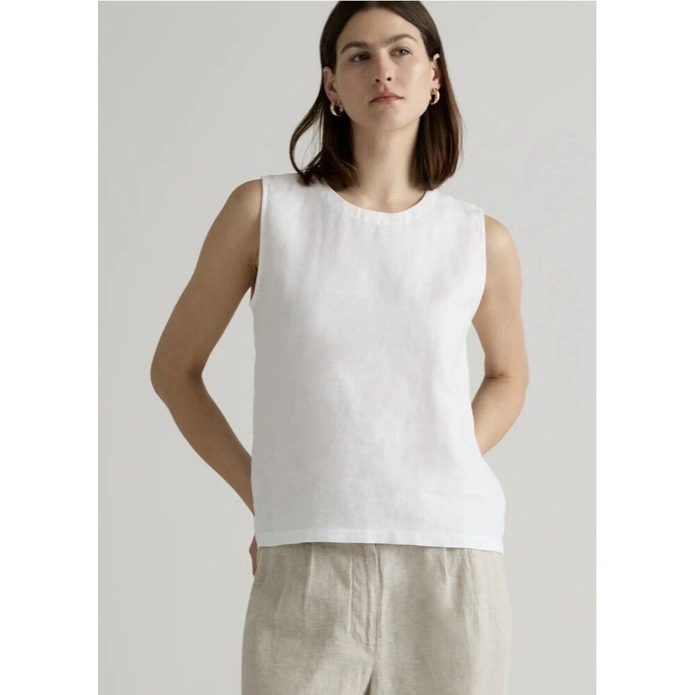 Quince 100% European Linen Tank White Size Small Sleeveless